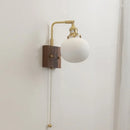 Ljojo LED Wall Sconce Pull Chain Switch Copper Ceramic Nordic Stair Light Fixtures