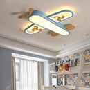 Airplane Ceiling Light LED Yellow Blue Wood Children's Room Hanging Light - Ljojo