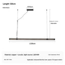 Italian Light Luxury Minimalist Restaurant Chandelier 2025 New All Copper LED Strip Island Table Long Chandelier.