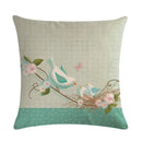 Blue Flower Bird Branch Pattern Cushion Set by Ljojo - Square Pillowcase Home Decoration