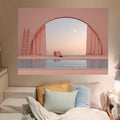 Landscape Girl Hook Tapestry by Ljojo: Custom Bohemian Style Dorm Curtain