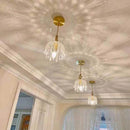 French Crystal Small Chandelier Luxe Copper Hanging Lamp for Bedroom & Aisle by Ljojo