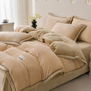 Ljojo 2024 Solid Color Milk Fleece 4-Piece Set with Wide Edge Craft & Flannel Quilt Cover