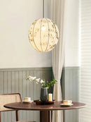 Bamboo Leaf Fabric Chandelier: Hand-Painted, Ancient Style Pendant Lamp for Bedroom & Dining Room by Ljojo