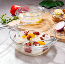 Ljojo 1000ml Glass Microwave Heating Bowl with Lid - Heat-Resistant Soup & Salad Plate