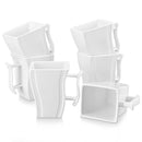 Ljojo Marble White Porcelain Coffee Set for 6 - 6 Cups 5.5 Inch 500ML Square