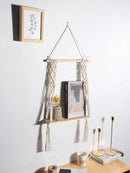 Ljojo™ Wooden Bead 2-Tier Wall Shelf for Boho Home Decor