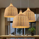 Rattan LED Pendant Lights Vintage Chandeliers - Island Handmade Woven Design