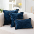 Blue Chenille Luxury Lumbar Pillow Case for Bed Sofa Couch by Ljojo