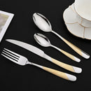 Ljojo 16-Piece Stainless Steel Gold Cutlery Set - Mirror Finish