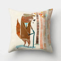 Ljojo Minimalist Spring Tree Landscape Pillow Cover - Bear Penguin Cartoon Animal Pillowcase