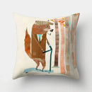 Ljojo Minimalist Spring Tree Landscape Pillow Cover - Bear Penguin Cartoon Animal Pillowcase