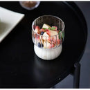 Ljojo 300ML Ins Iced Milk Glass Cups, Ribbed Drinking Glasses for Cocktail Beer Juice