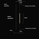 Italian Minimalist Gold Long-Line Tube Floor Lamp, Dimmable LED Wall Lamp for Living Room - Ljojo