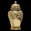 Ljojo™ Gold Ceramic Lattice Temple Jar with Lid - Home Decor Vase