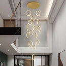 Ljojo LED Ring Pendant Chandelier | Adjustable Hanging Cables | Gold/Black | Home Dining Living Room