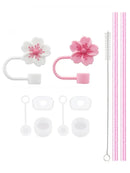 Ljojo 11Pcs Cup Accessories Set: Silicone Straw Stopper, Reusable Straw, Cleaning Brush - 40oz 30oz