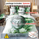 Ljojo Meditation Buddha Statues Pattern Duvet Cover Set