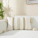 Ljojo Linen Stripe Diamond Woven Cushion Cover with Tassels, 45x45cm