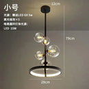 Modern Glass Ball Round Chandelier Black Industrial Lighting Fixture for Bedroom Living Room Ljojo