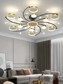 Ljojo Luxury Gold Aluminum LED Chandelier with K9 Crystal for Living Room