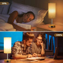 Ljojo LED Fabric Desk Lamp: USB C+A Ports, Rechargeable, Stepless Dimmable