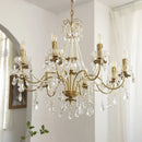 French Crystal Pearl Chandelier Luxurious Brass Pendant Light by Ljojo