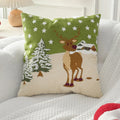 Embroidery Christmas Throw Pillowcase Elk Red Decoration Square Pillowcases by Ljojo
