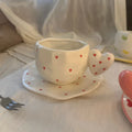 Ljojo 10oz Hand Painted Ceramic Coffee Mug Set with Heart Shape Handle
