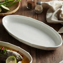 Ljojo Lotus Leaf Oval Plate: Ceramic Fish Steamed Dish for Sushi, Salad, Dessert