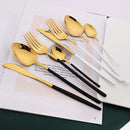 Gold Stainless Steel Cutlery Set by Ljojo - 24Pcs Western Tableware Flatware