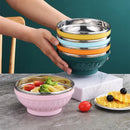 Ljojo 304 Stainless Steel Double-layer Heat Insulation Large Capacity Soup Bowl