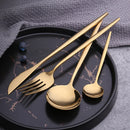 Ljojo 36pc Black Gold Stainless Steel Cutlery Set - Western Tableware Flatware
