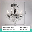 French Black Lustre Chandelier Glass Candle Pendant Light by Ljojo Luxe Crystal Home Decor