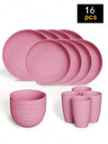Ljojo 24-Piece Reusable Plastic Tableware Set for Family Picnics and School