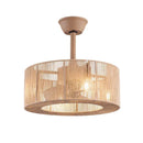 Bamboo Rattan Circle Cage LED Ceiling Fan Light for Home Decor Chandeliers by Ljojo