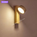 Japanese Wabi Sabi Yellow Travertine Wall Lamp Pull Chain LED Wood Stone Lights by Ljojo