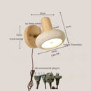 Ljojo LED Wall Sconce Yellow Travertine Pull Chain Switch, Mid Century Modern Style