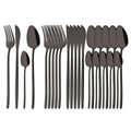 Ljojo 24-Piece Stainless Steel Cutlery Set - Black Mirror Finish