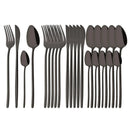 Ljojo 24-Piece Stainless Steel Cutlery Set - Black Mirror Finish