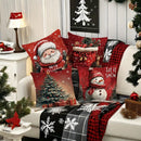 Christmas Pillowcase Santa Claus Snowman Tree Cover by Ljojo Home - Festive Sofa Cushion