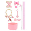 Ljojo 10-Piece Tumbler Accessories Set: Straw, Cover, Cap, Boot, Spill Proof Stopper, Letter Keychain, Charm, Sticker