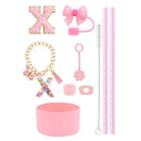 Ljojo 10-Piece Tumbler Accessories Set: Straw, Cover, Cap, Boot, Spill Proof Stopper, Letter Keychain, Charm, Sticker