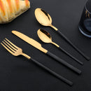 Ljojo 24-Piece Stainless Steel Gold Dinnerware Set with Cutlery & Utensils
