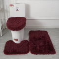 Ljojo 3 Piece White Bathroom Rugs Sets Non-Slip Bath Mats Lid Cover Contour Mat