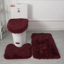 Ljojo 3 Piece White Bathroom Rugs Sets Non-Slip Bath Mats Lid Cover Contour Mat