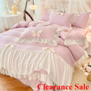 Ljojo 2025 White Bedding Set with Ruffles - Duvet Cover, Pillowcases, Sheet