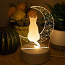 Ljojo Modern 3D Moon Cat Night Light for Home Bedroom Decor Ramadan Decoration