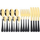 Ljojo 16-Piece Mirror Black Stainless Steel Cutlery Set for Kitchen Tableware