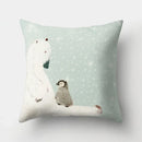 Ljojo Minimalist Spring Tree Landscape Pillow Cover - Bear Penguin Cartoon Animal Pillowcase